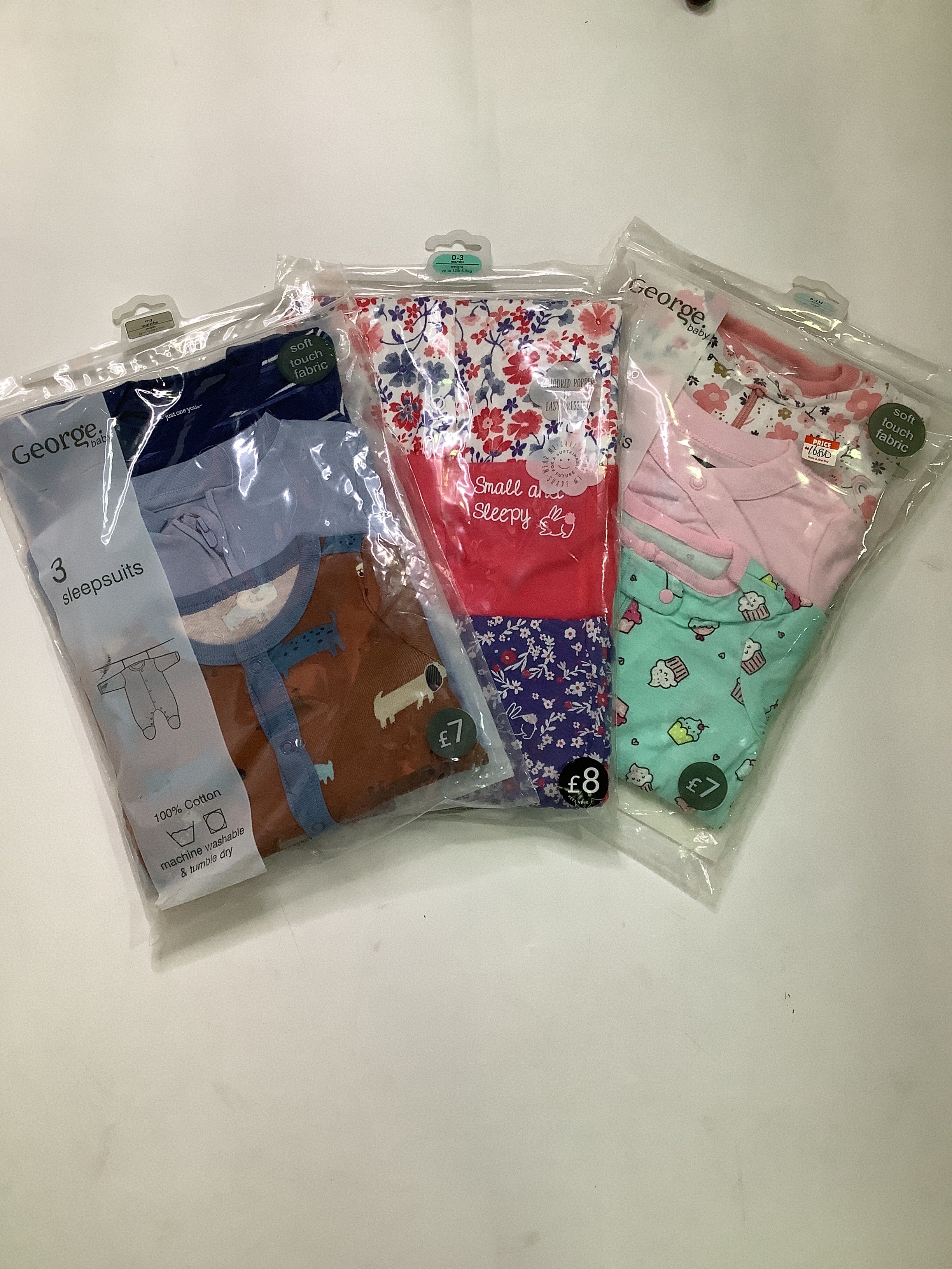George 3in1 Overall Baby Sleep Suits (0-3months)