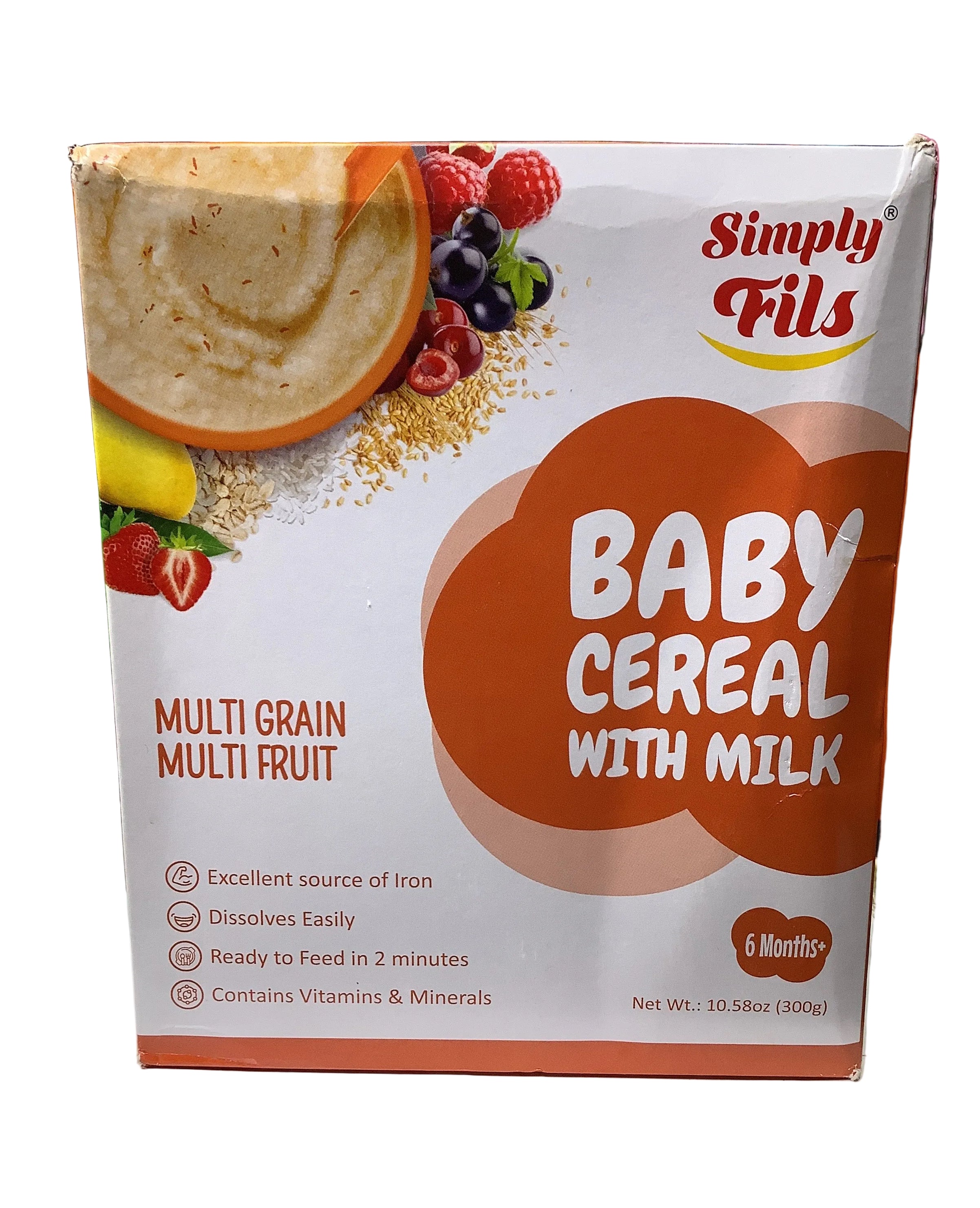 Simply Fils Multi Grain, Mutlti Fruit Baby Cereal With Milk  300g (6 Months)
