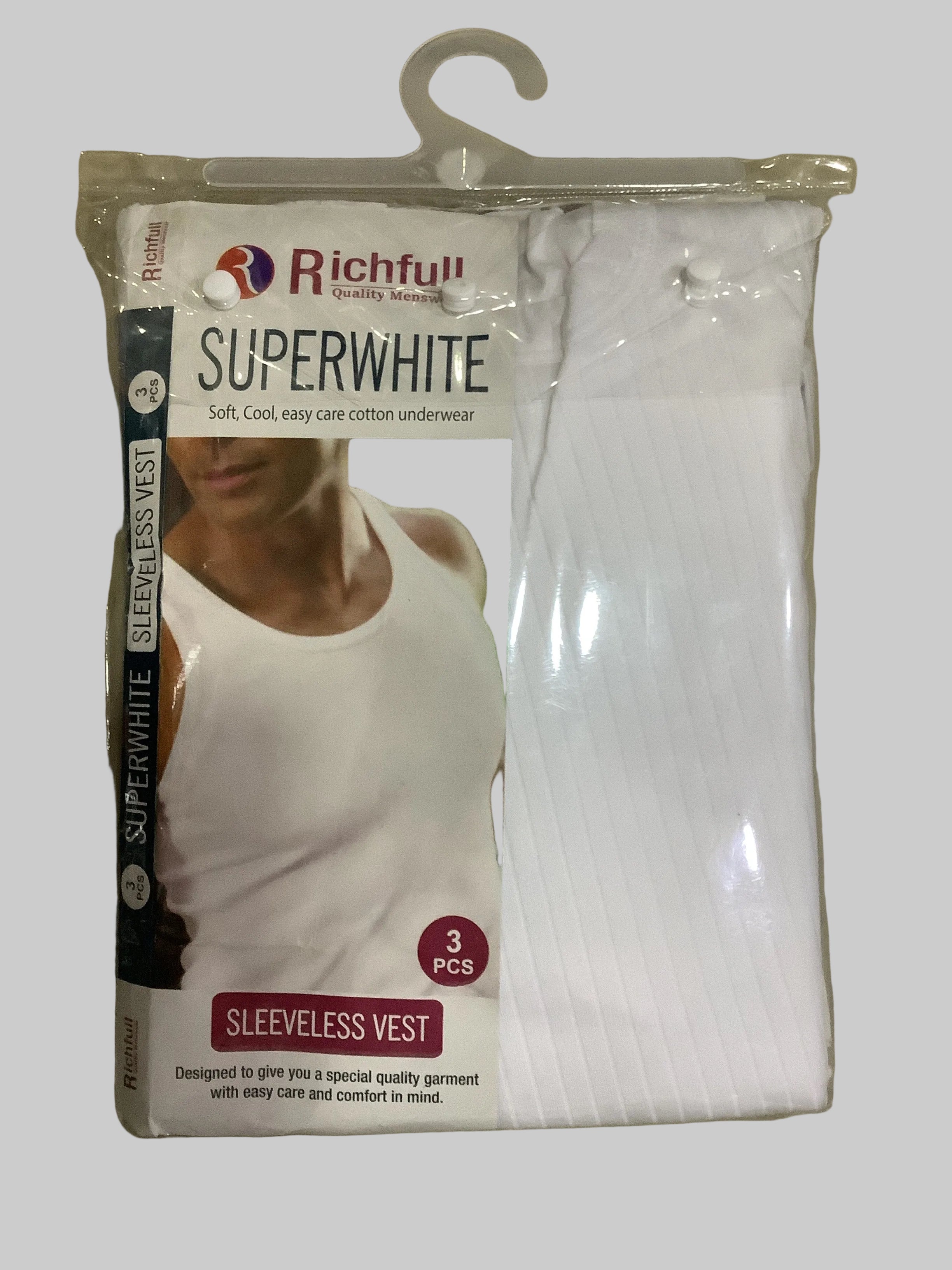 Richfull SuperWhite Sleeveless Vest.