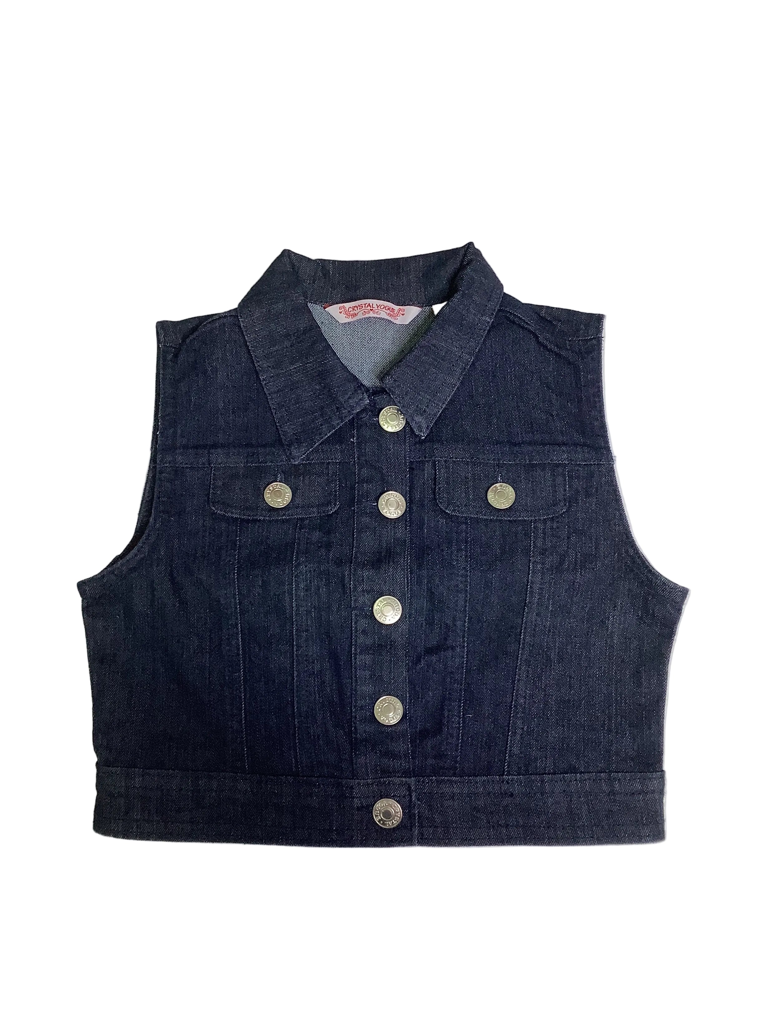 Crystal Vogue Sleeveless Jean Jacket