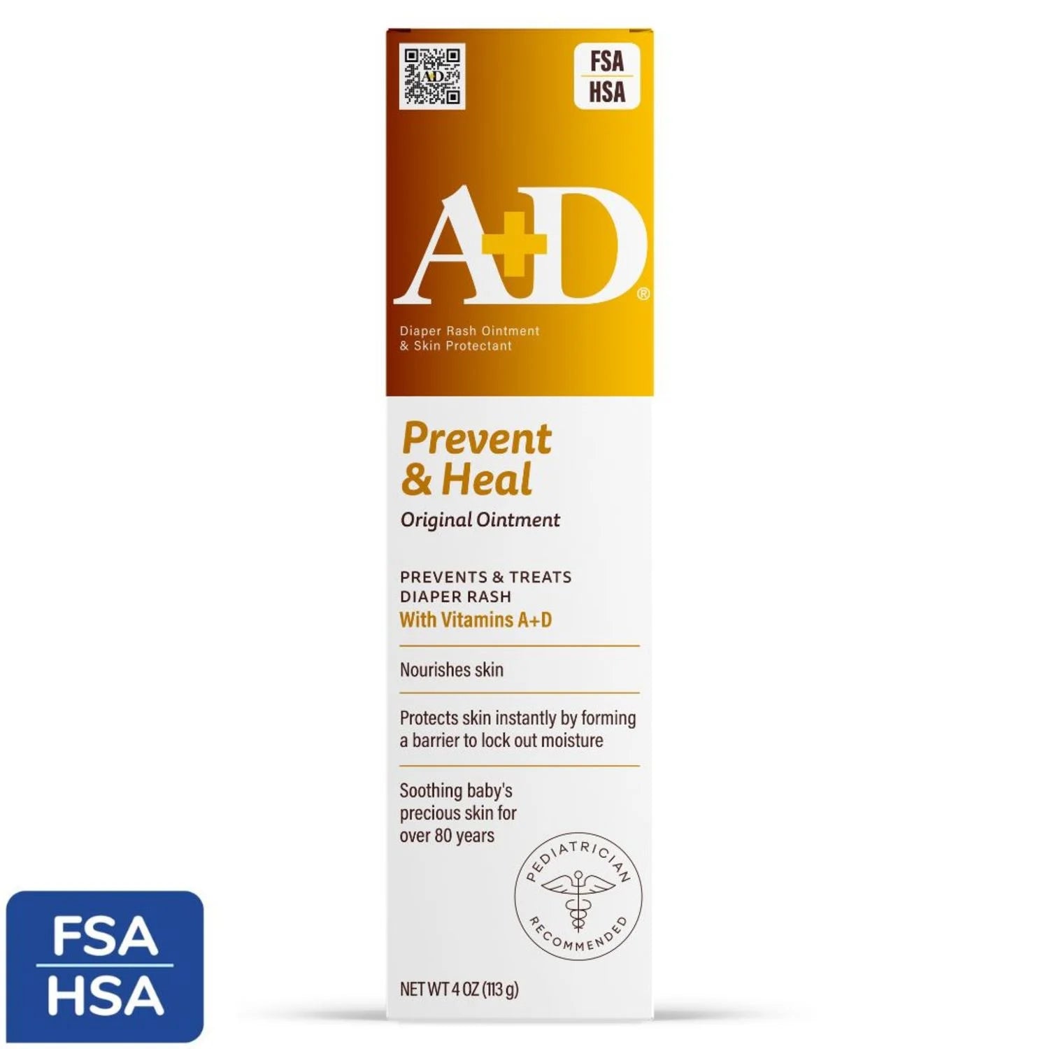 A+D  Diaper Rash Ointment & Skin Protectant (113g).