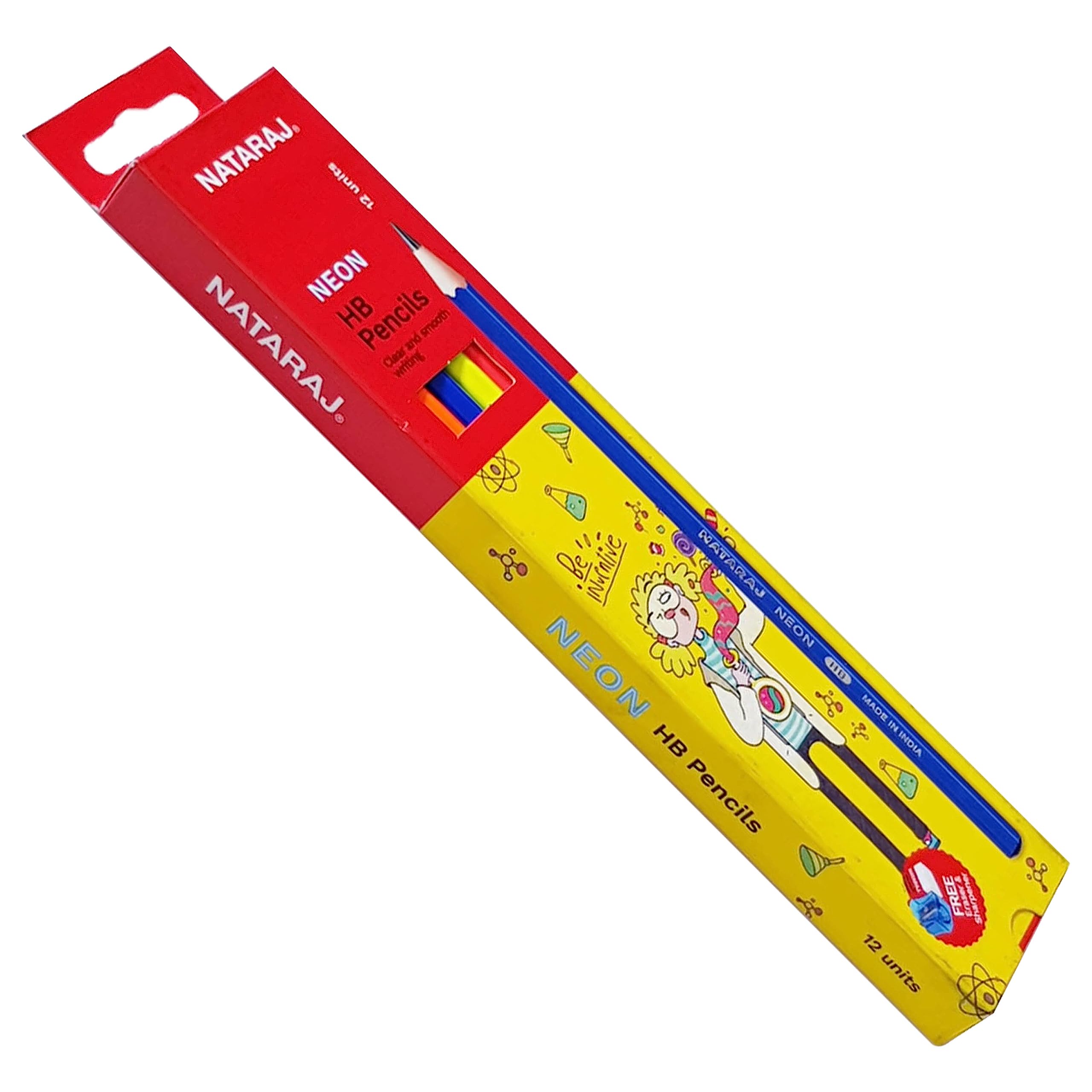 Nataraj Neon Eraser Tipped HB Pencils
