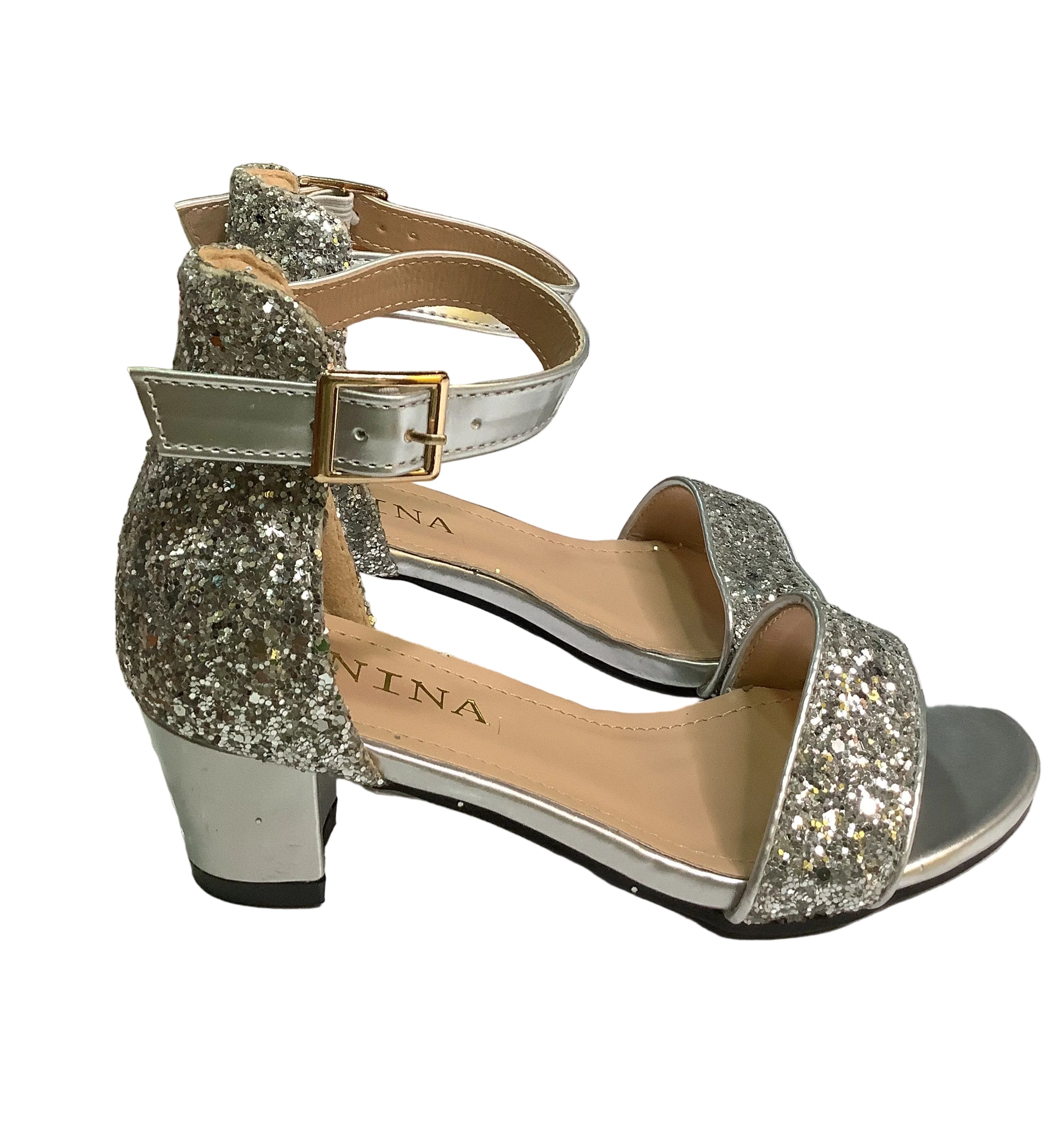 Nina Girls Silver Sandals Heels.