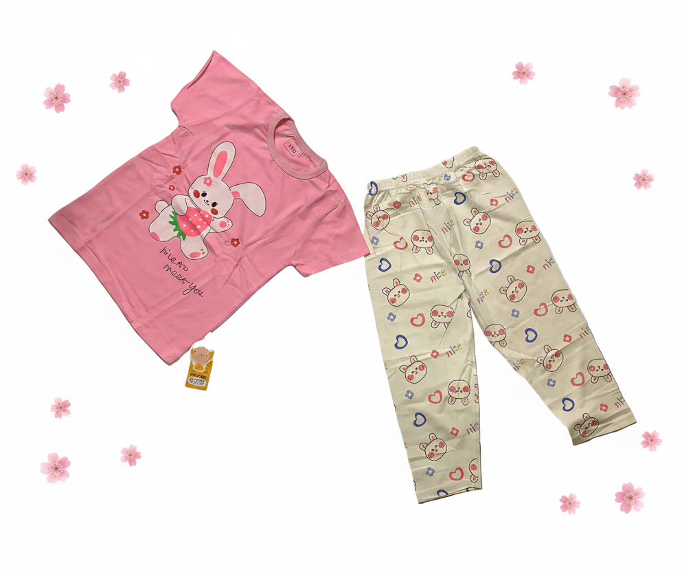 Xin yu xing Girls Short Sleeve Sleep Wear (Pyjamas)