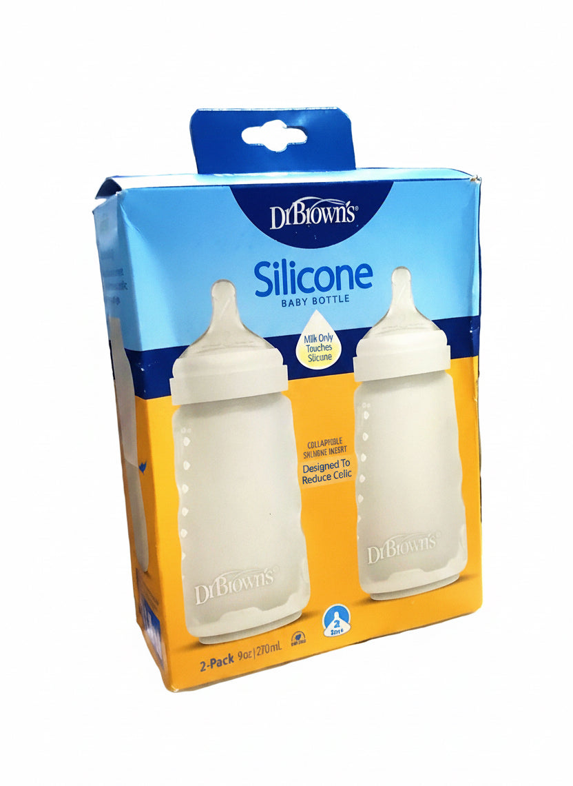 Dr Brown’s Silicone Baby Bottle 2in1 Pack 270ML (3m+)