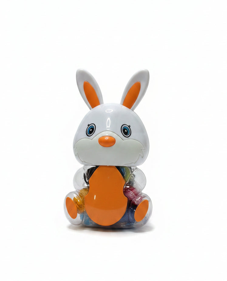 Rabbit play Doe molding clay.