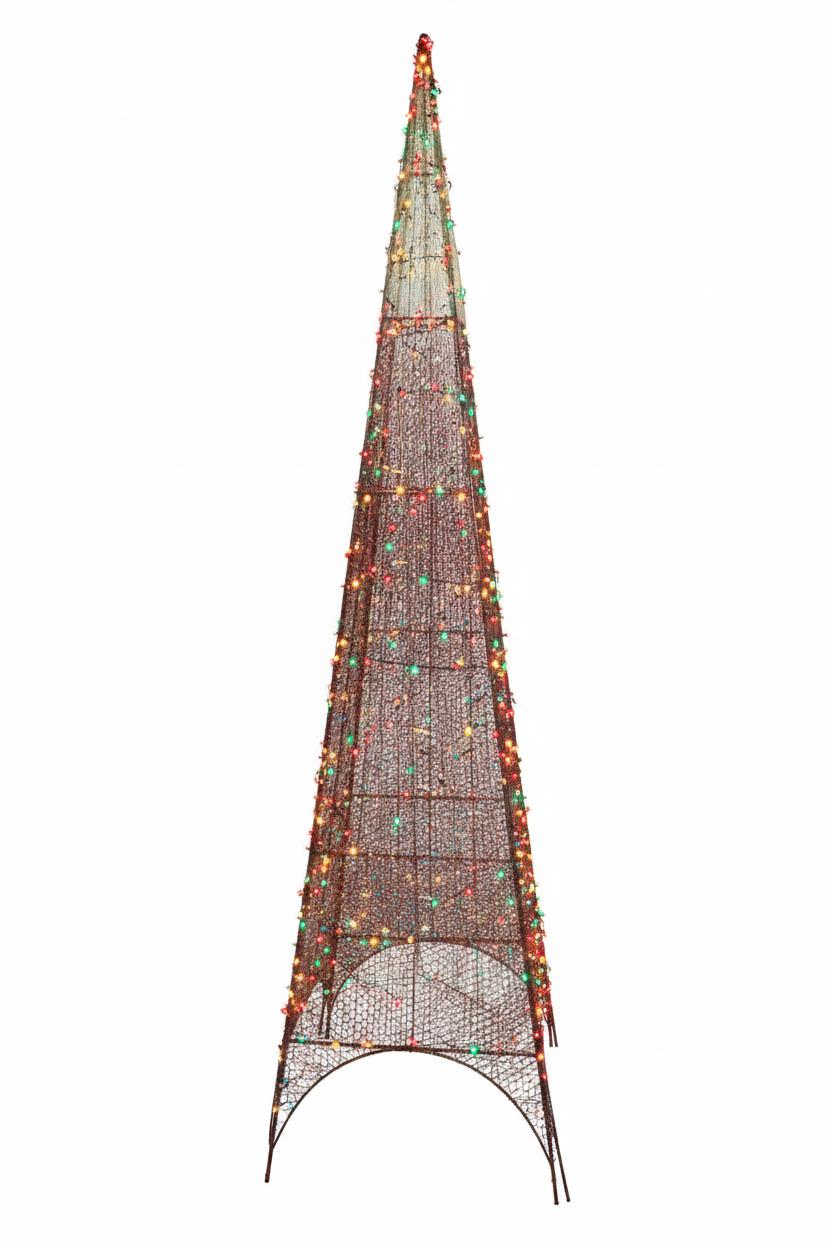 Pyramid Christmas Décor With LED Light(Red&White-Medium pinnacle)