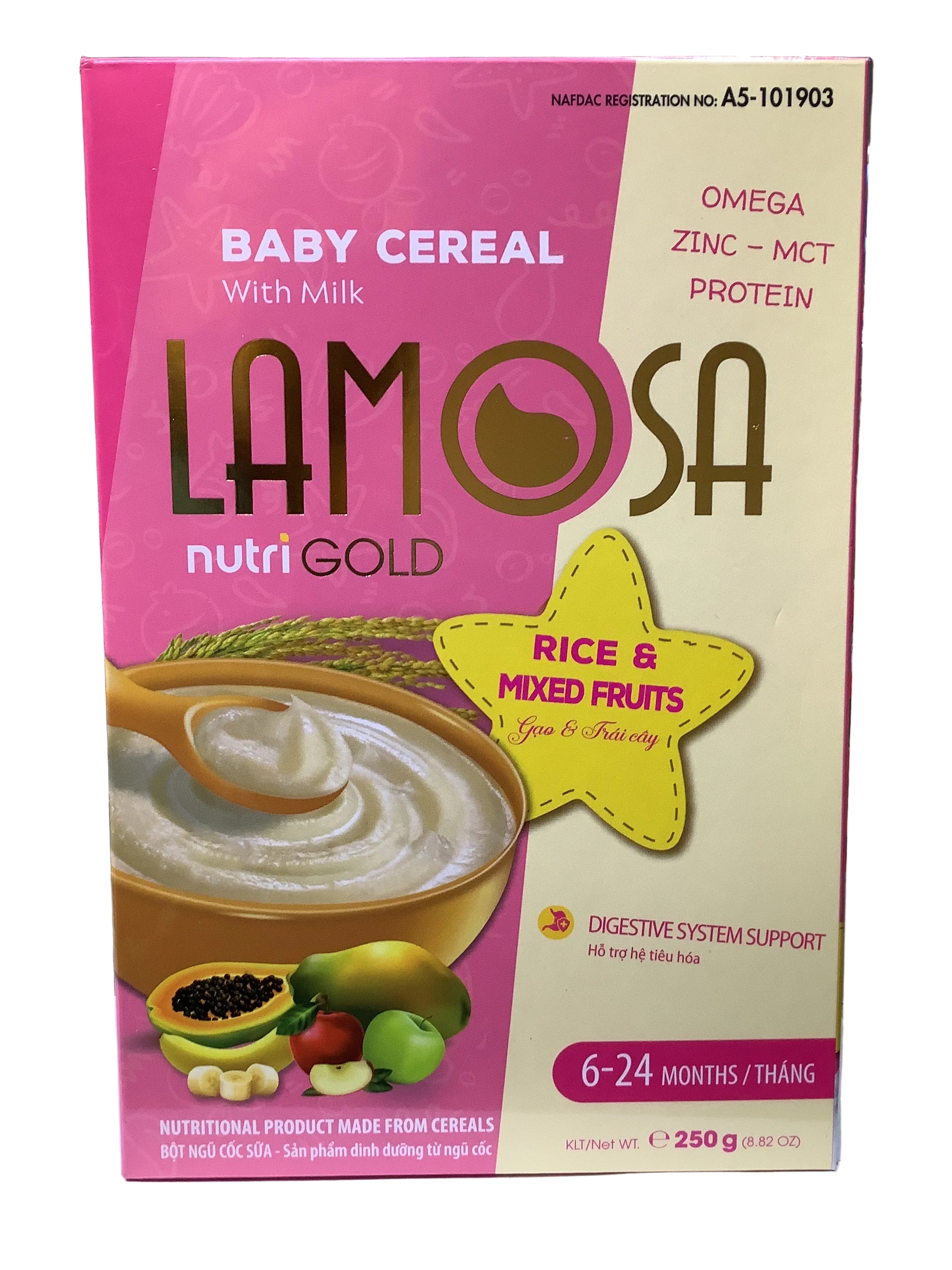 Lamosa Nutri Gold Rice & Mixed Fruits 250g (6-24 Months)