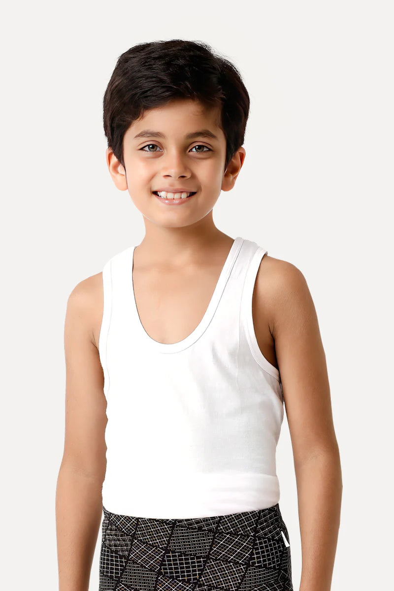 White Sleeveless Singlet(Single)