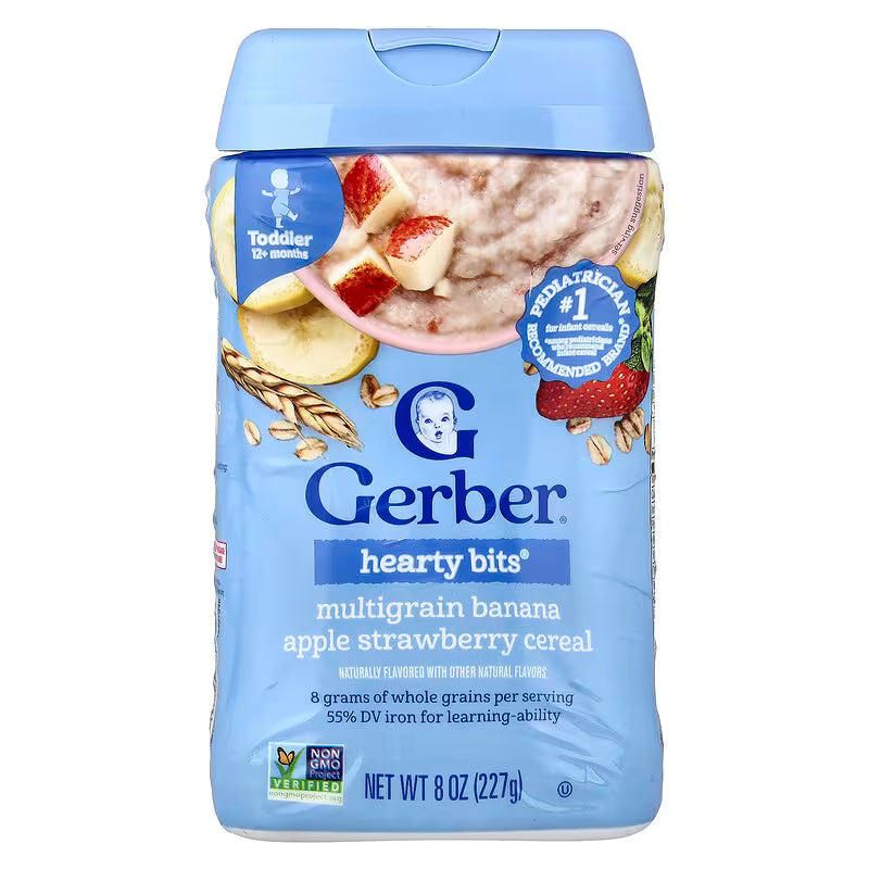 Gerber Hearty Bits Multigrain Banana, Apple & Strawberry Whole Grains Baby Cereal 227g