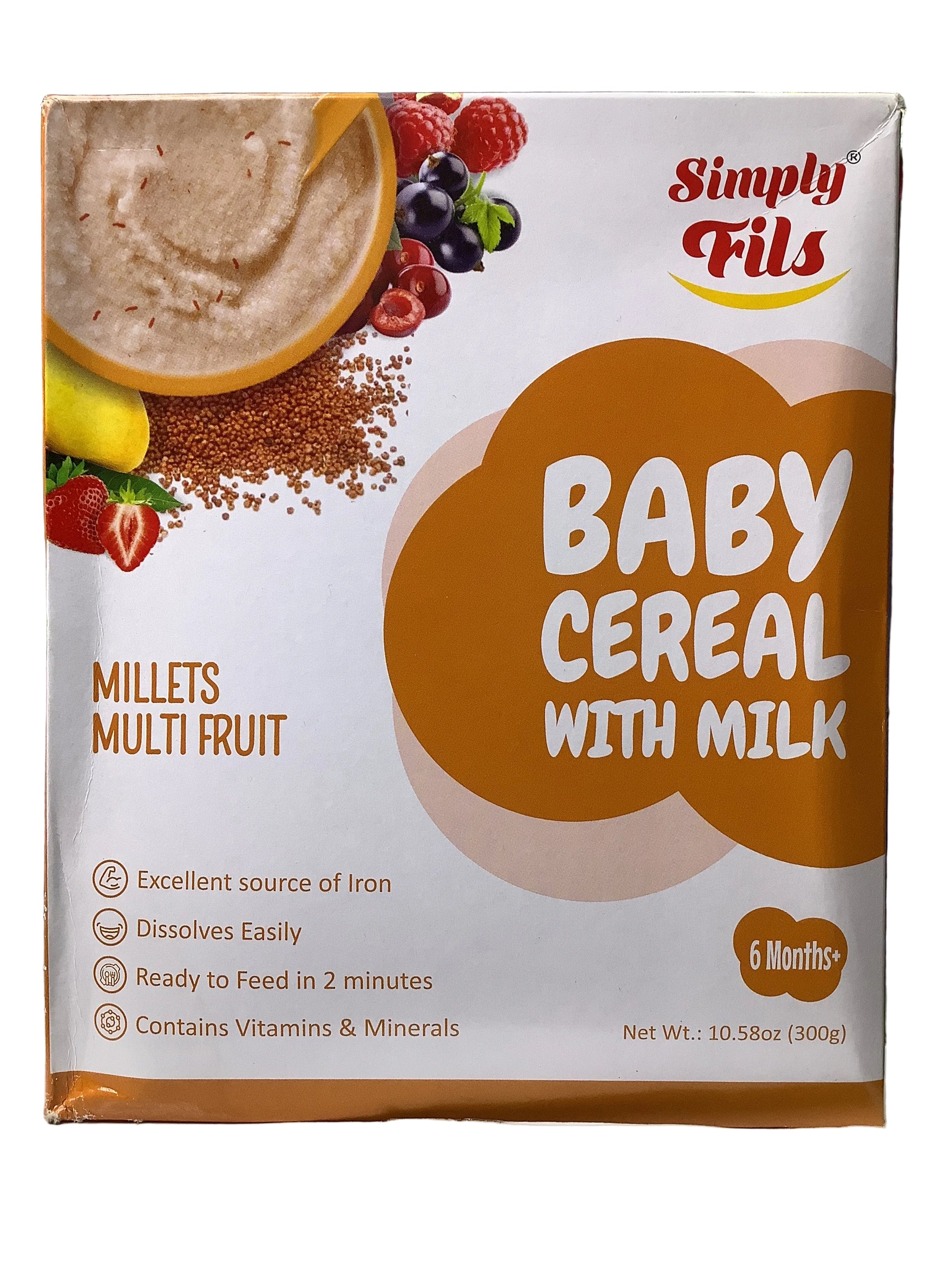 Simply Fils Millets Multi Fruit Baby Cereal With Milk  300g (6 Months)