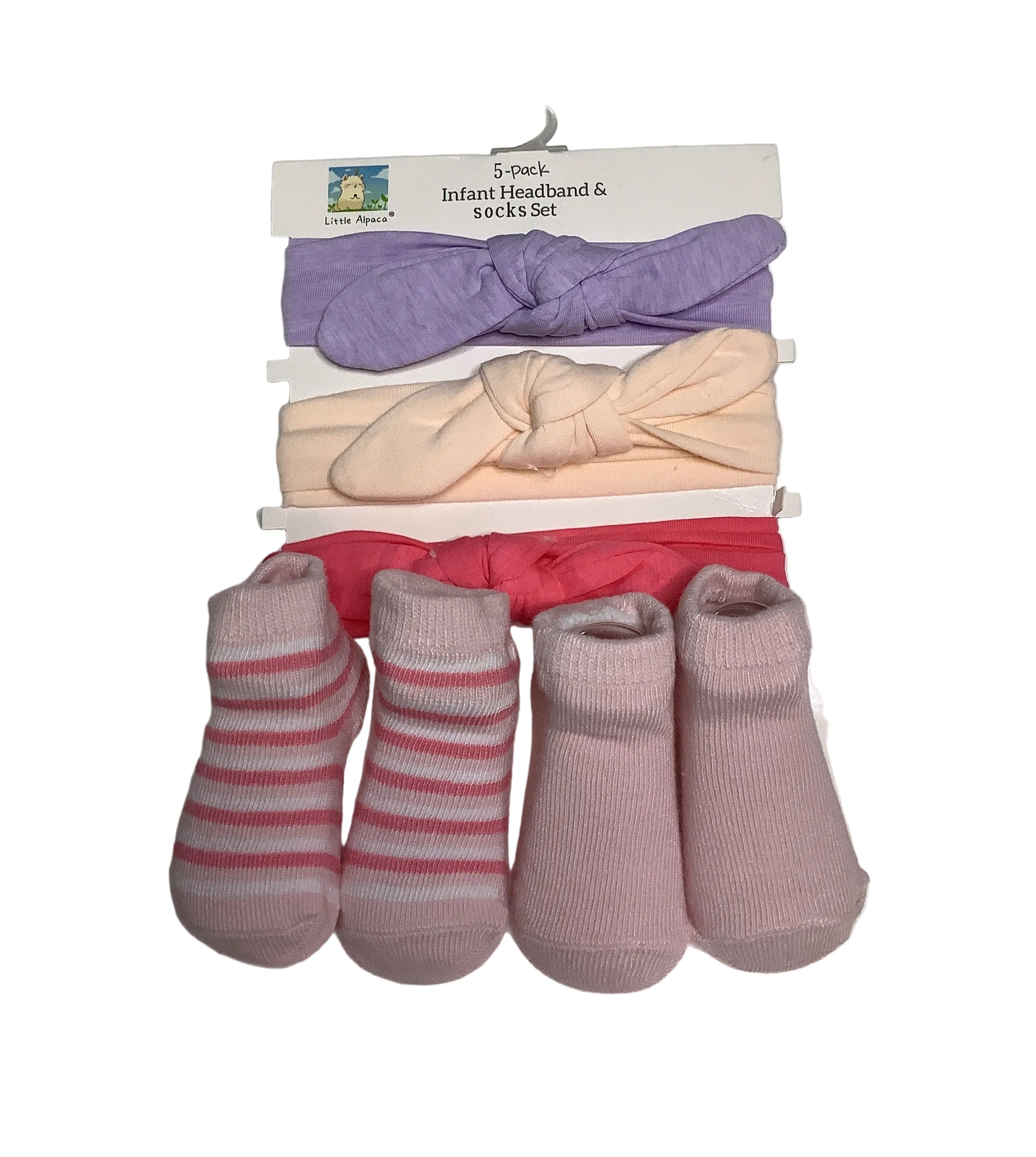 Little Alpaca (5-Pack Infant Headband & Socks Set).
