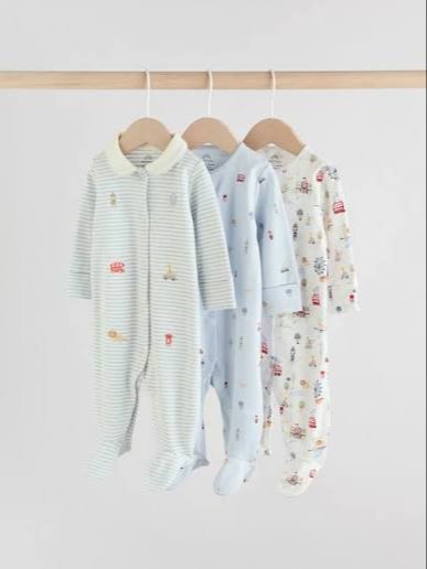 George 3in1 Overall Baby Long Sleeved SleepSuits (0-3months)